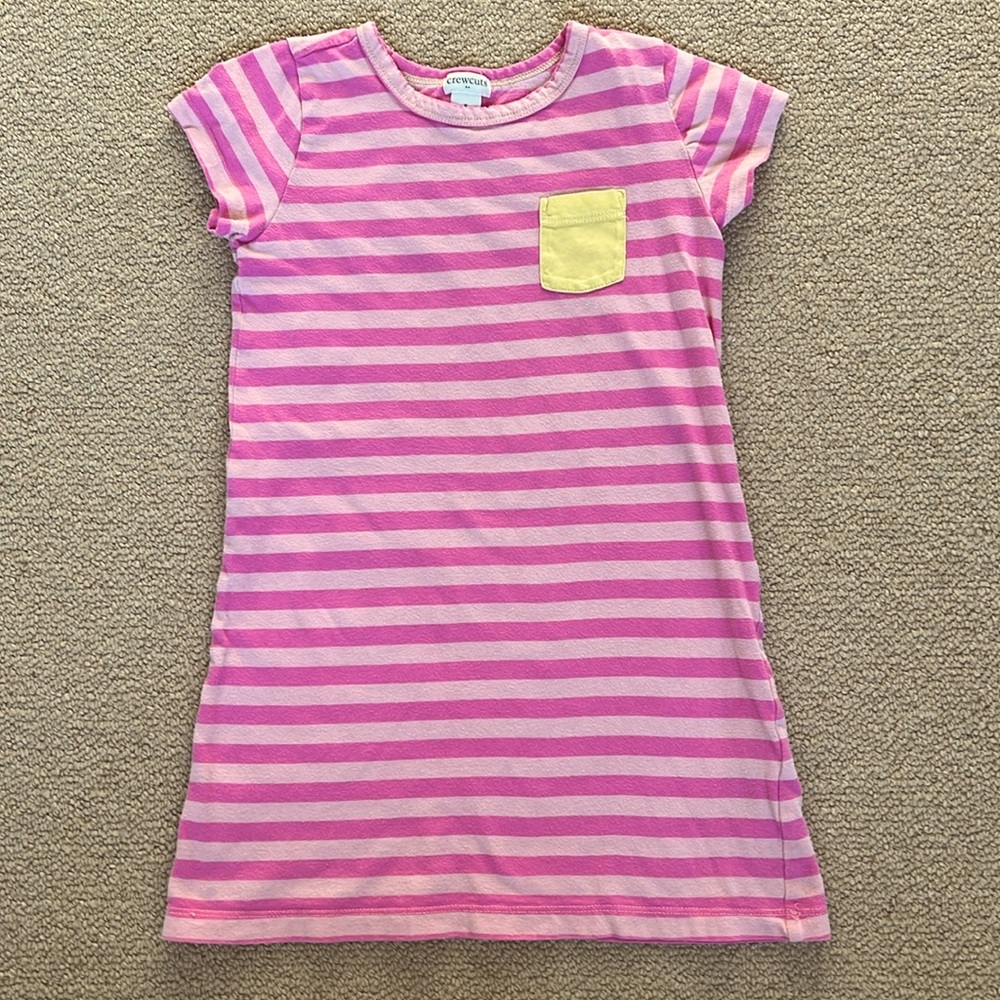 Crewcuts Pocket T Shirt Dress. Pink stripes size 5.